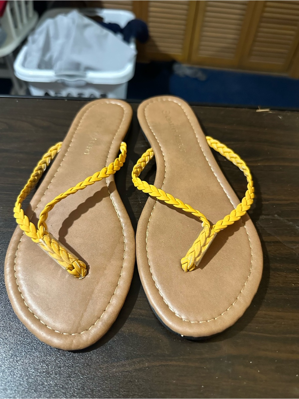 Charles Albert Yellow Braided Strap Sandal Flip Flops